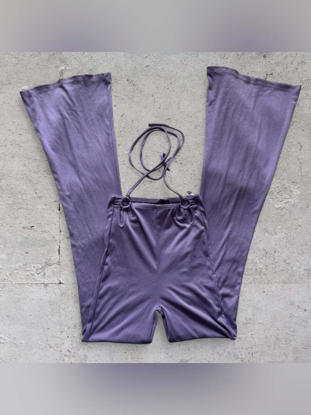 purple high waisted bootcut leggings